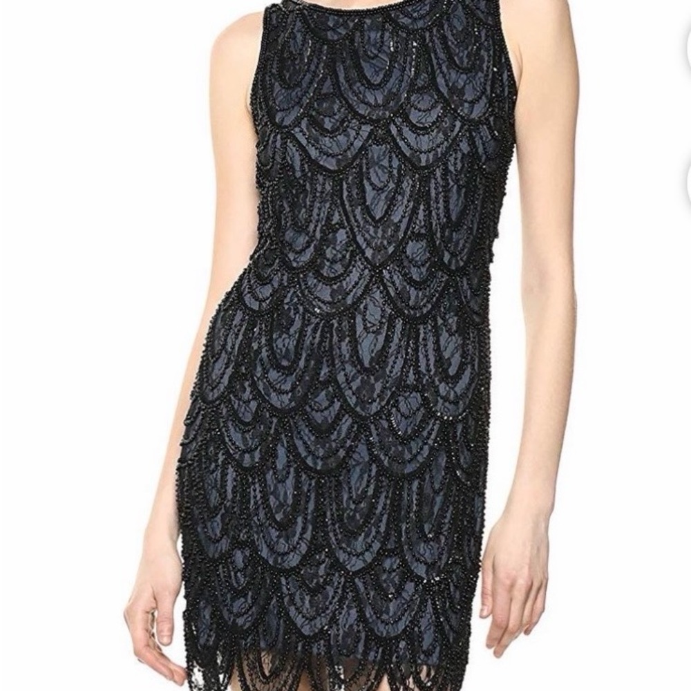 Pisarro Nights  Chic Black Beaded Mini Dress.💝❤️